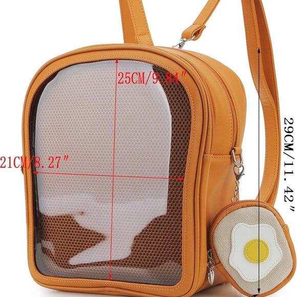 Charming Women's Ita Backpack - Toast Design with Pin Display for Kawaii Style - Picture 3 of 9